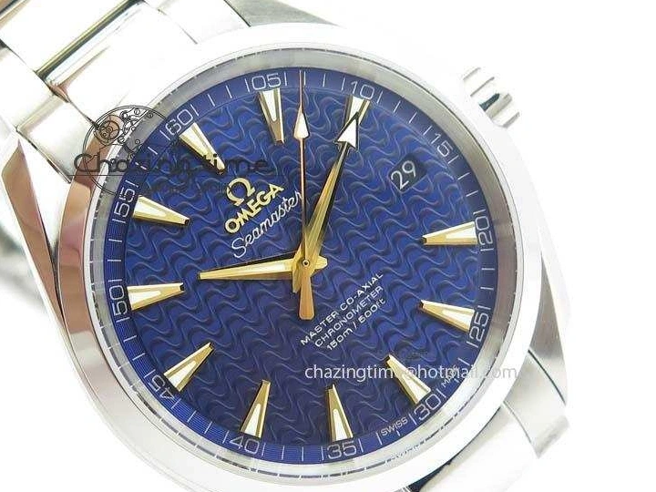 0505 Aqua Terra “James Bond” SS V6F 1:1 Best Edition Blue Textured Dial On SS Bracelet A GoodFit 8202